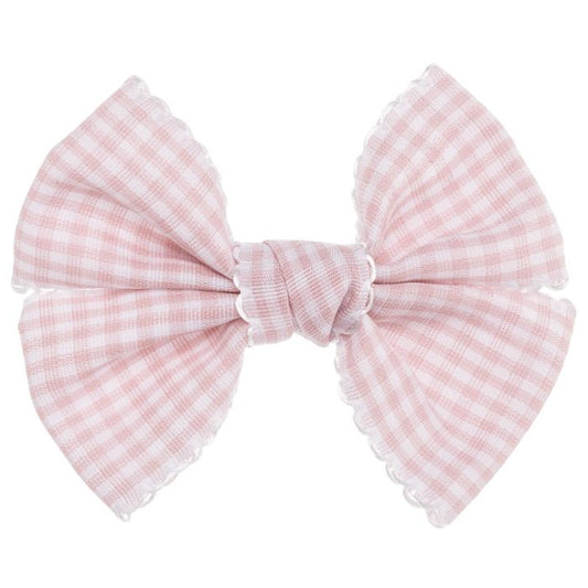 Medium Gingham Bow with Wavy Trim