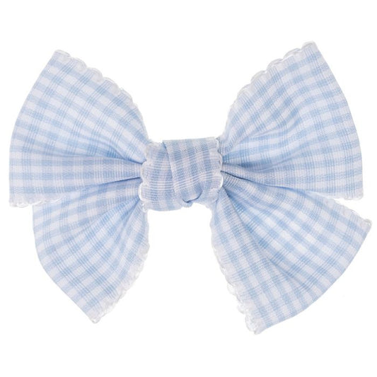 Medium Gingham Bow with Wavy Trim