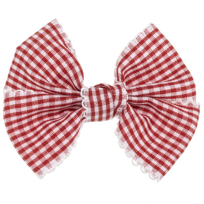 Medium Gingham Bow with Wavy Trim