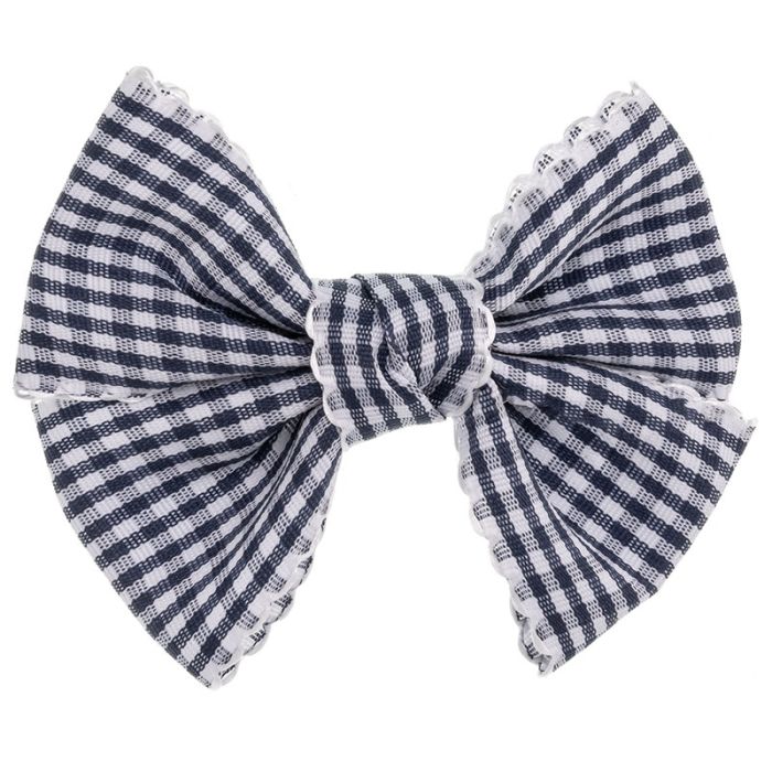 Medium Gingham Bow with Wavy Trim