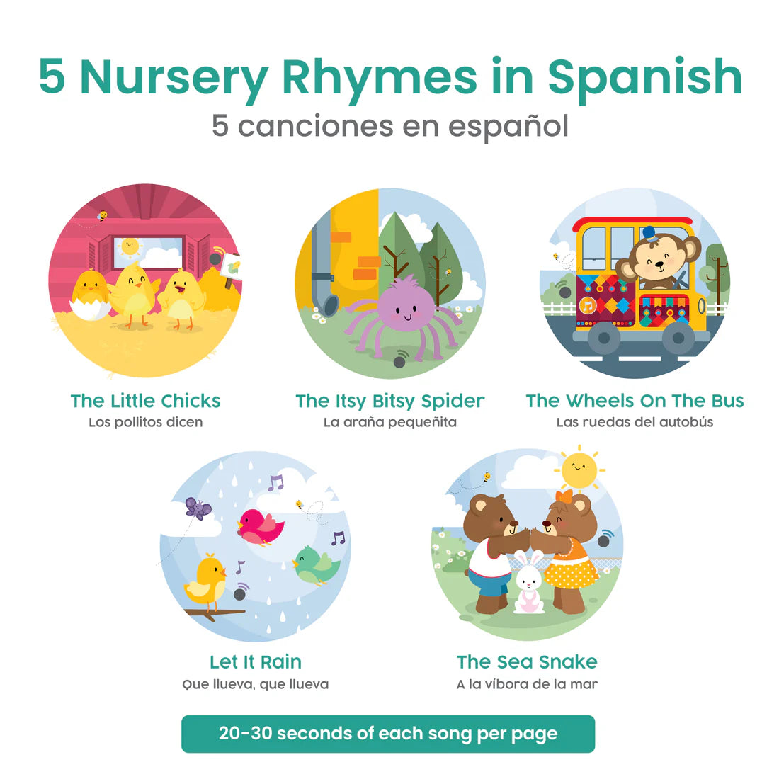 Los Pollitos Bilingual Musical Book: Spanish Nursery Rhymes