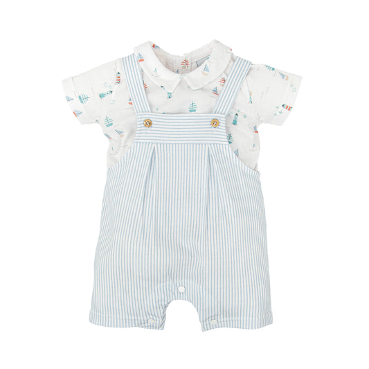 Mirada Blue Stripe Overall Romper 43221