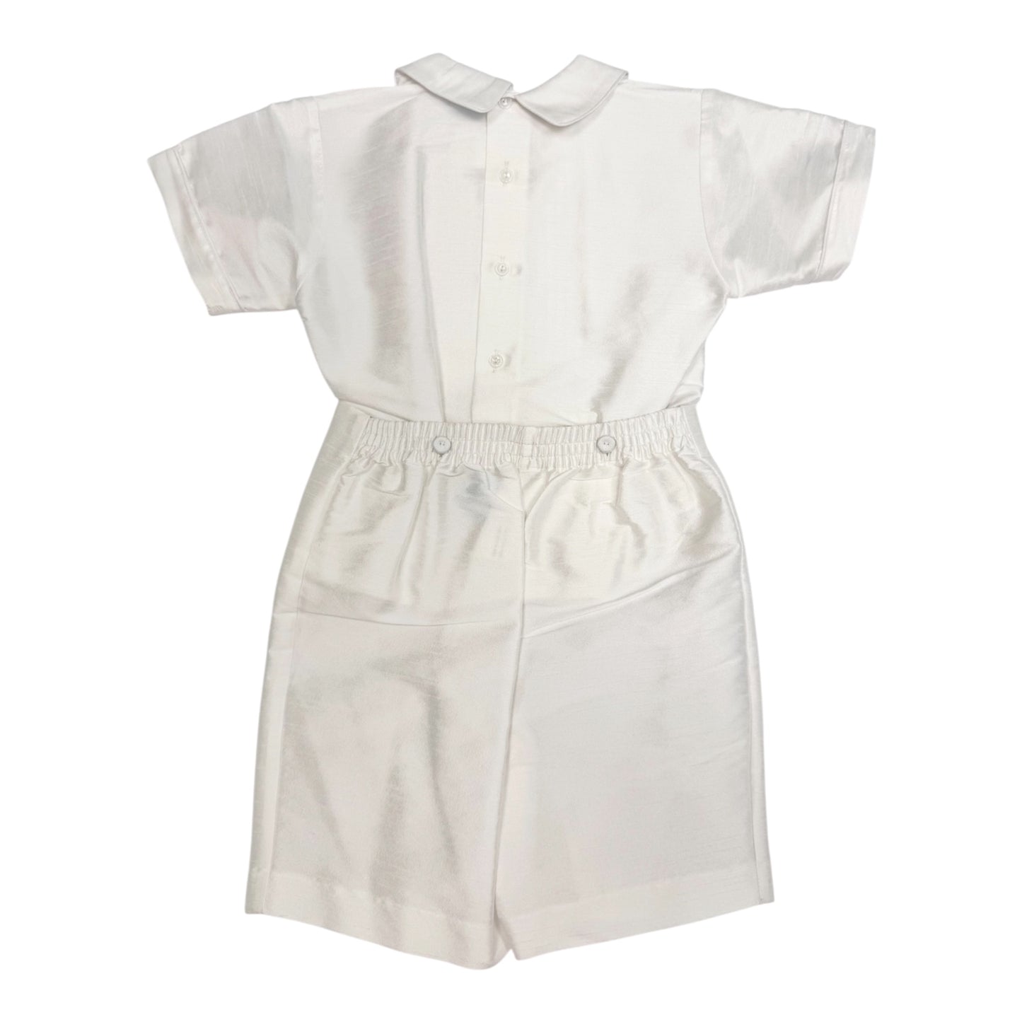 77054 White Two Piece Poly Silk Set Size 4T