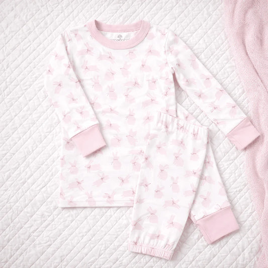 Pink Leaping Bunnies Long Pajamas
