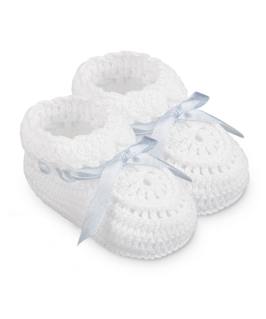 Blue Crochet Ribbon Bootie