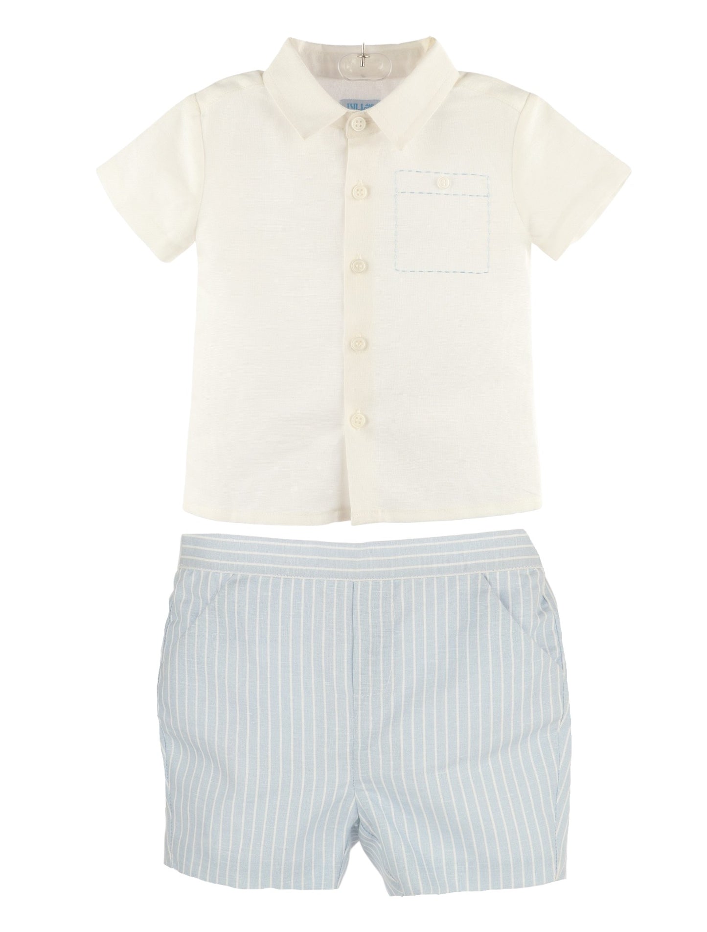 Blue Lin Stripes Shorts Set