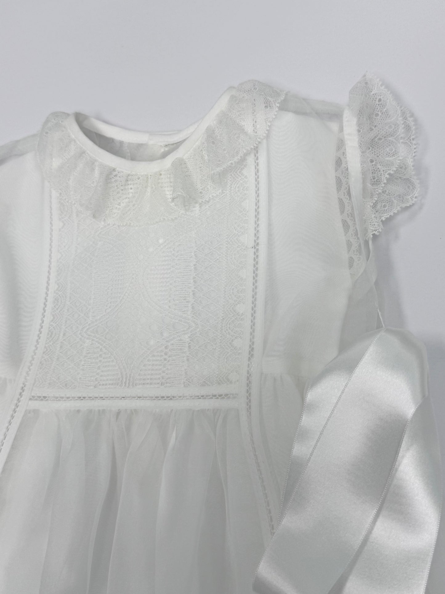 White Organza Mantilla Dress 450