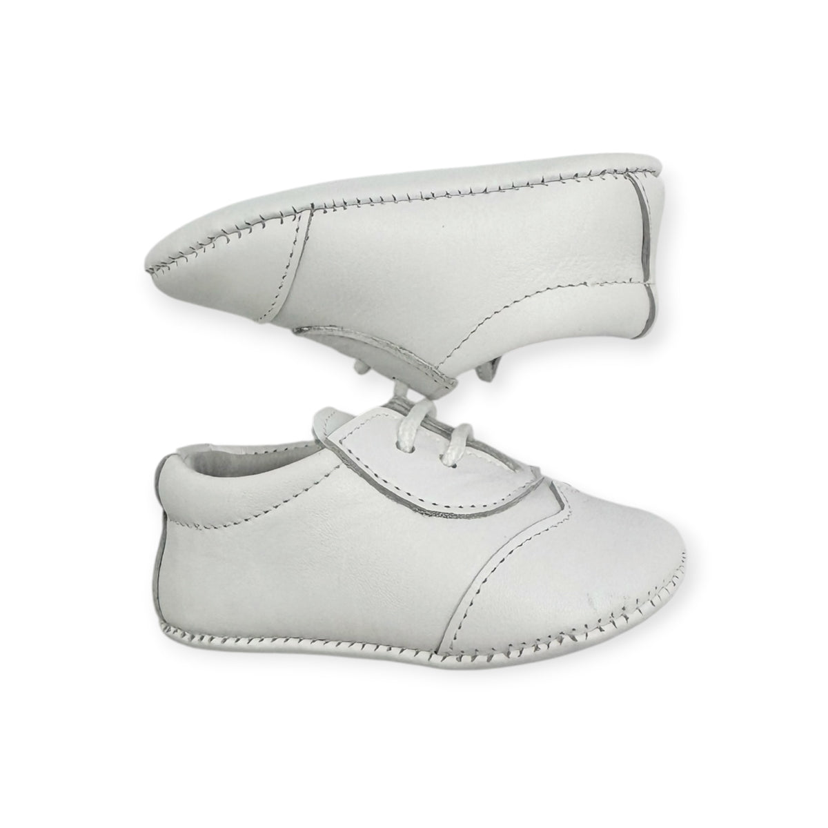 White Leather Lace Up Plain SB521