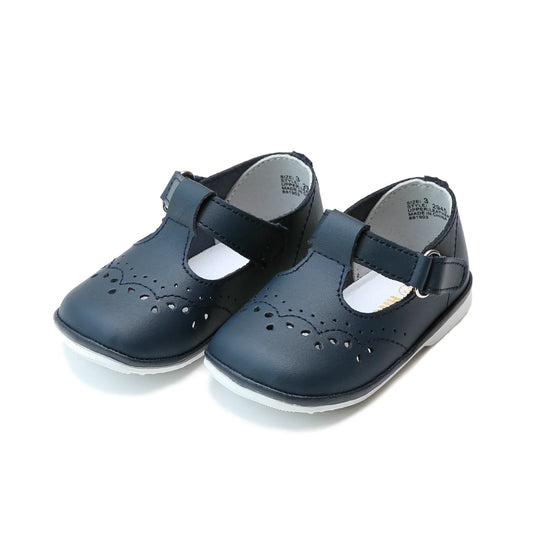 Birdie Navy Leather T-Strap