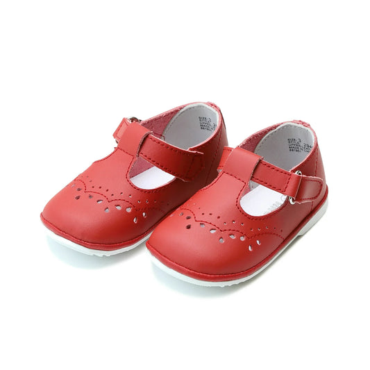 Birdie Red Leather T-Strap