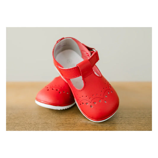 Birdie Red Leather T-Strap