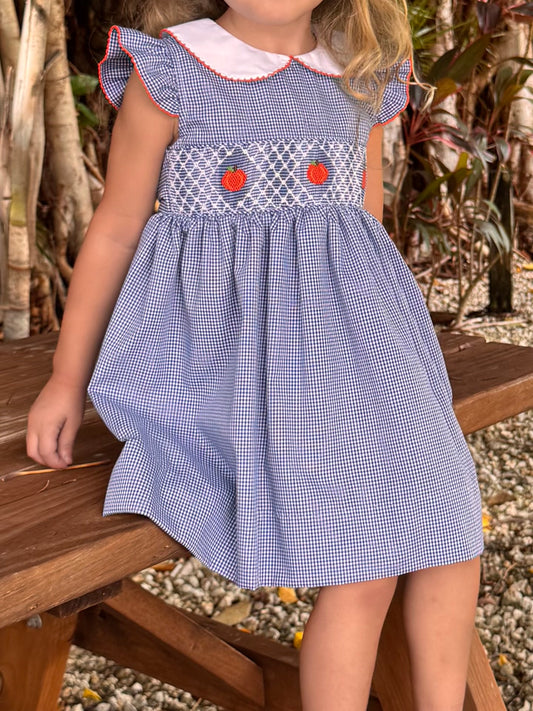 Gingham Pumpkin Patch Smocked Dress