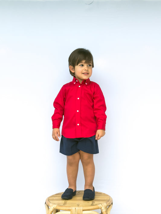 Red Pique Button Down