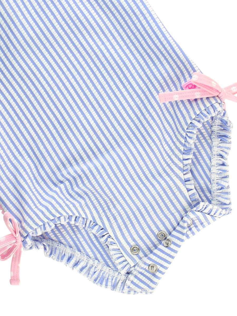 Periwinkle Blue Seersucker Long Sleeve Rashgard One Piece