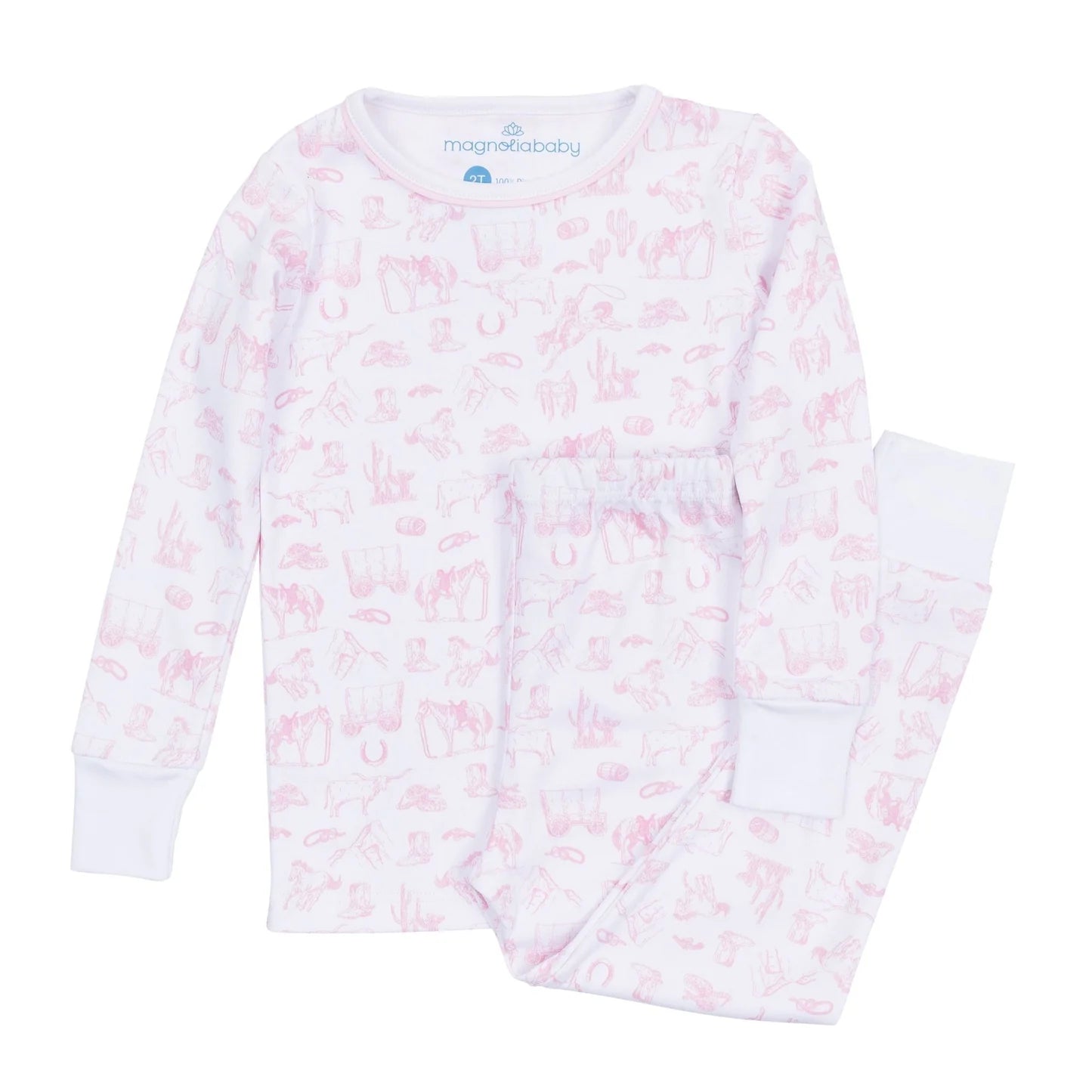 Pink Wild West Toile Long Pajamas