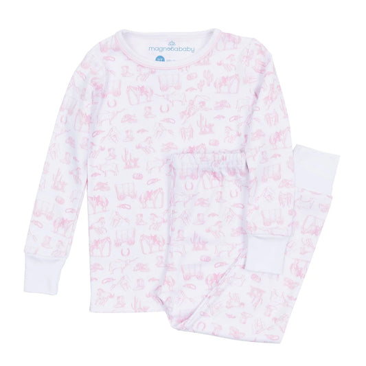 Pink Wild West Toile Long Pajamas