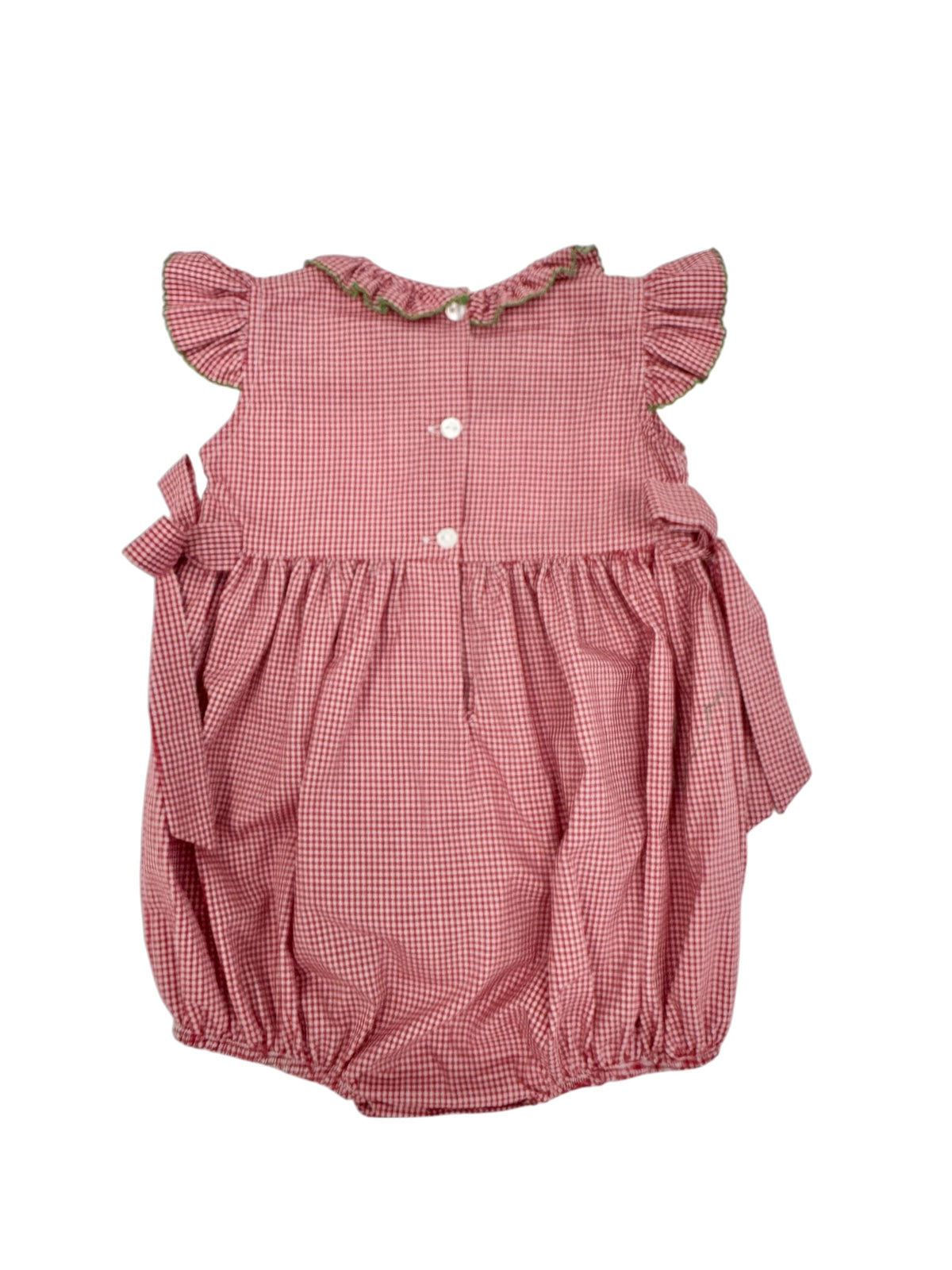 Red Gingham Smocked Christmas Tree Romper