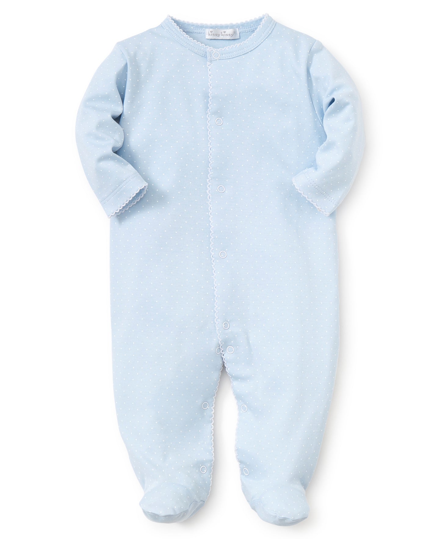 35704P - New Kissy Dots Print Footie - Light Blue/White