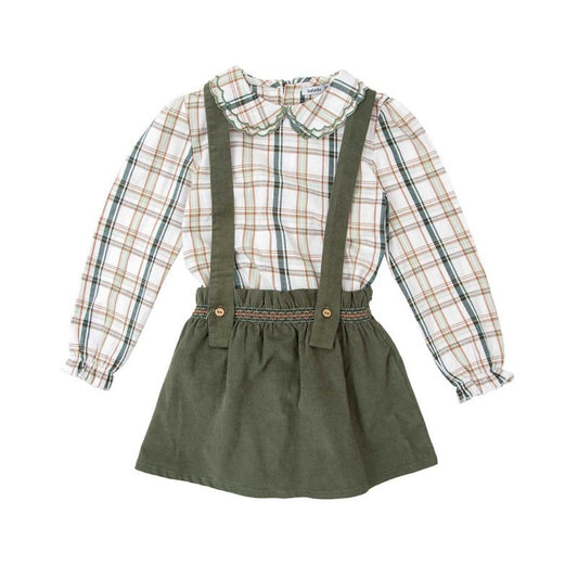 93767 Green Plaid Jumper Skirt Set