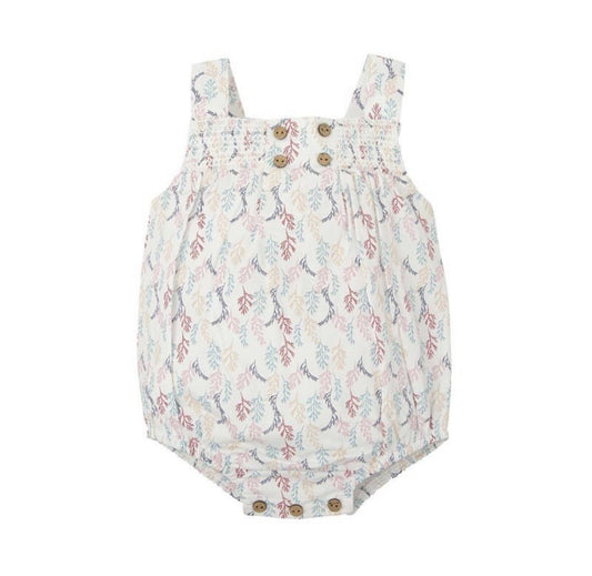 32476 Coral Print Romper 9M