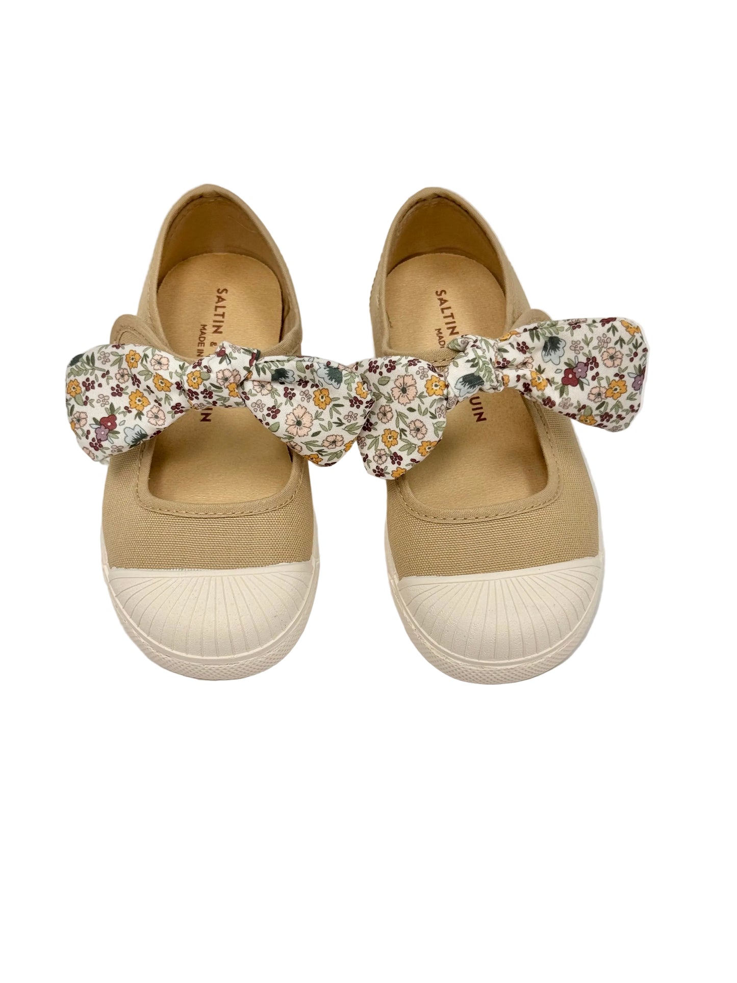Tan Flower Bow Canvas Sneakers 4016-01