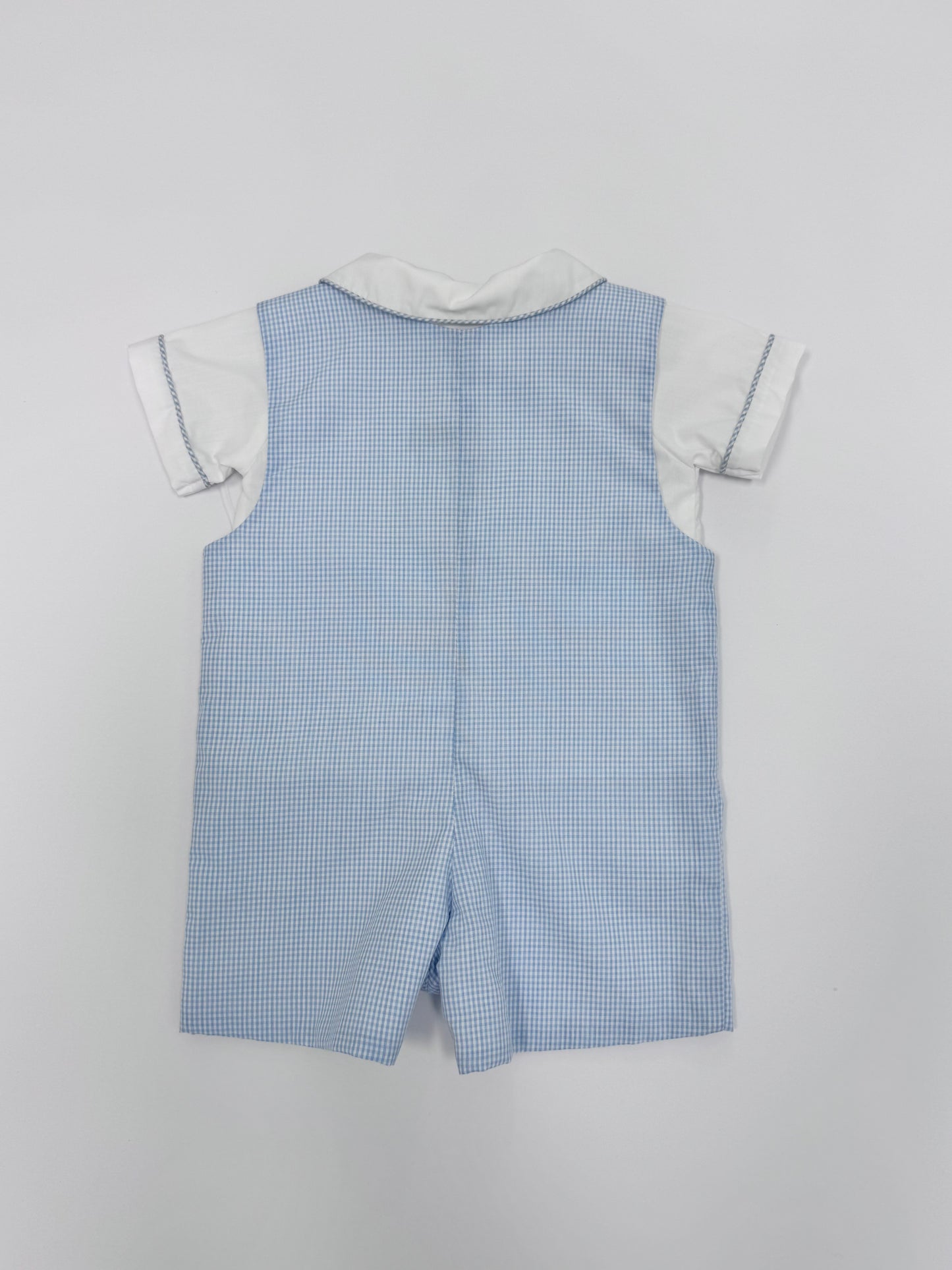 Blue Gingham Carrots Smocked Overall