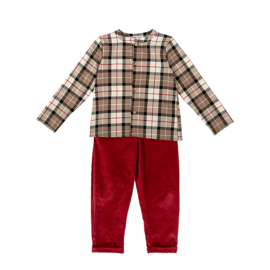 Senda Red Plaid Pants Set 40634