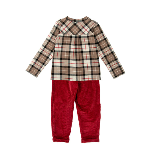 Senda Red Plaid Pants Set 40634