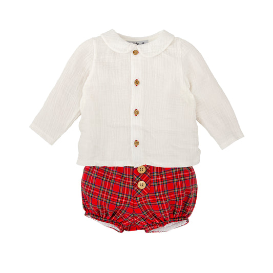 Muerdago Red Plaid Bloomer Set