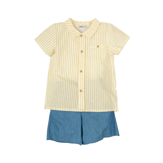 Yellow Stripe Raiz Shorts Set 41428