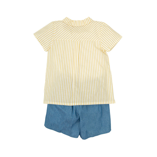 Yellow Stripe Raiz Shorts Set 41428
