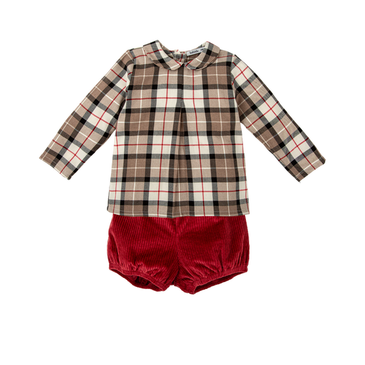Senda Red Plaid Shorts Set 41634