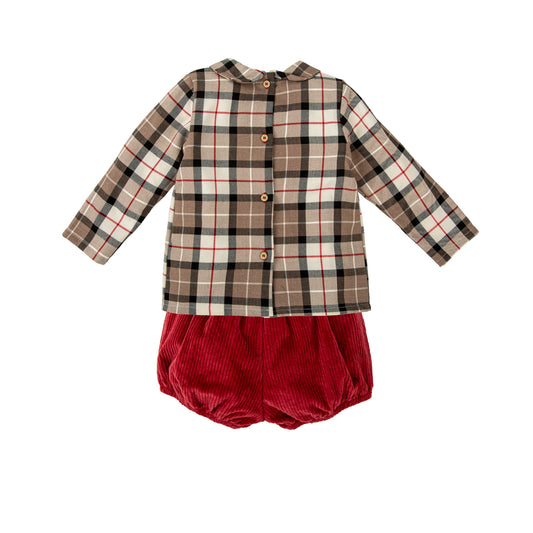 Senda Red Plaid Shorts Set 41634