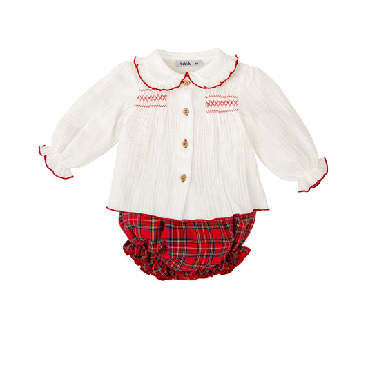 Muerdago Red Plaid Bloomer Set 41659