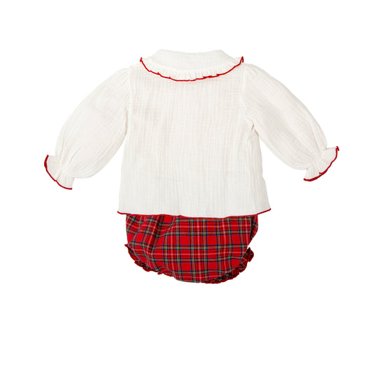 Muerdago Red Plaid Bloomer Set 41659