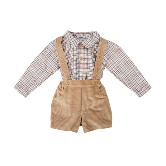 Valle Blue Plaid Shorts Shirt Set