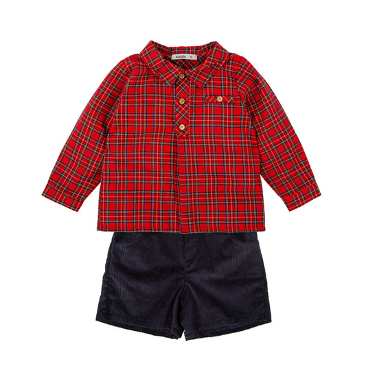Muerdago Red Plaid Shorts Set 42659