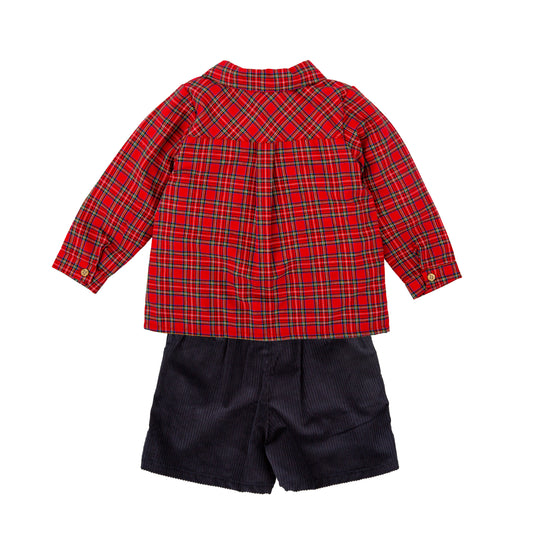 Muerdago Red Plaid Shorts Set 42659