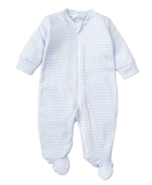 Light Blue Stripes Footie w/ Zip