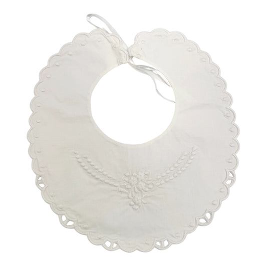 White Embroidered Scallop Bib 4804
