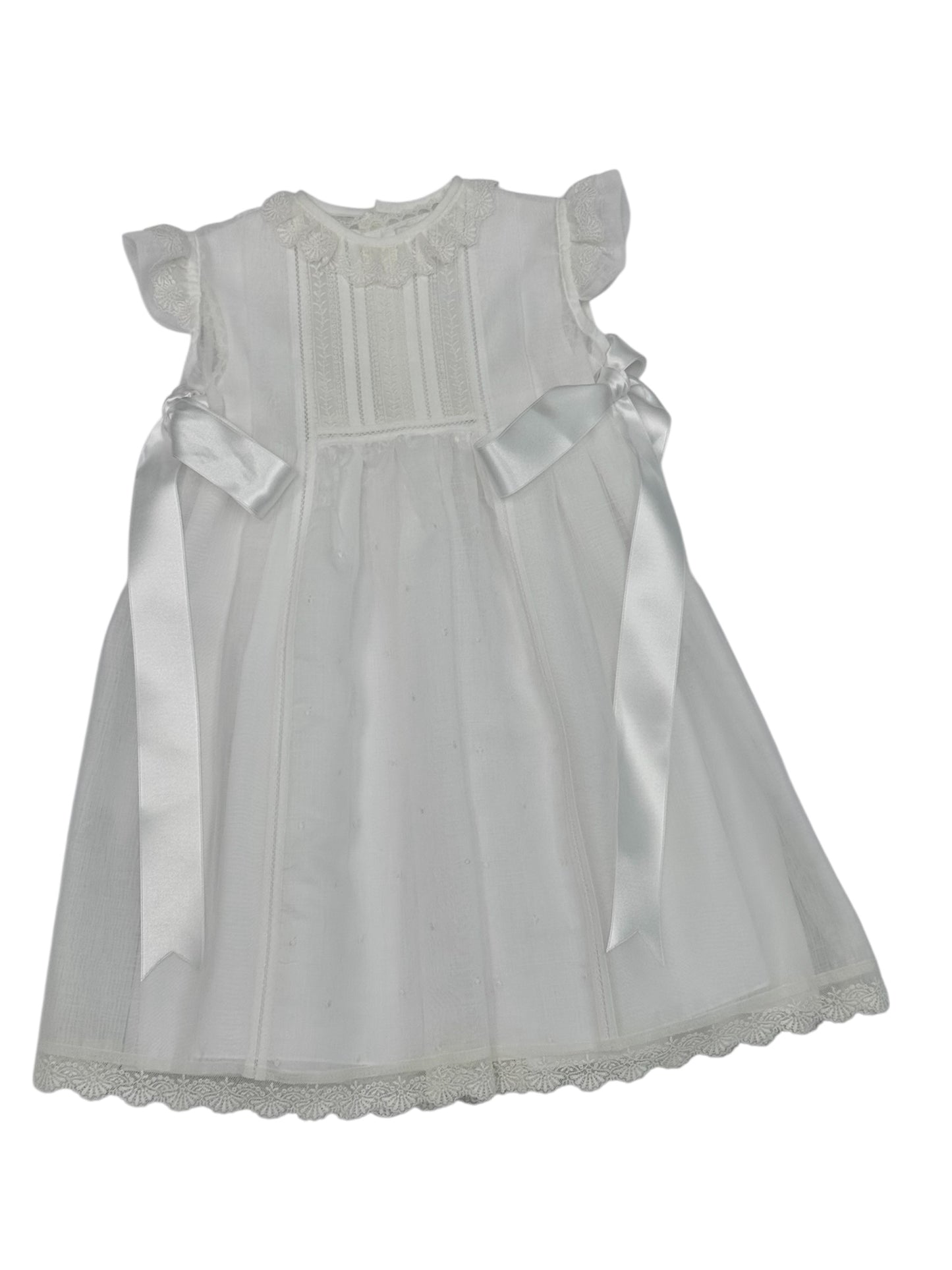 White Plumetti Embroidered Mantilla Dress 453