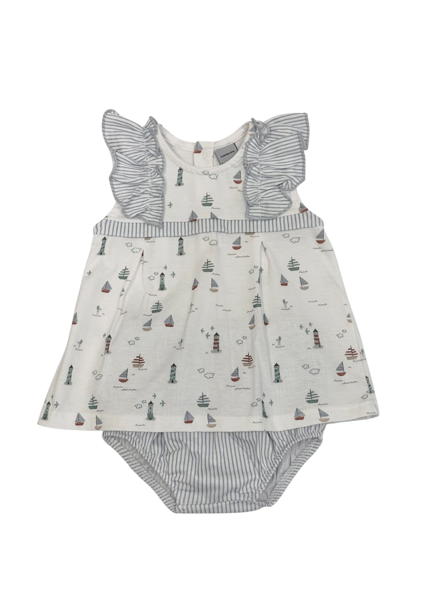 Mirada Blue Sailboat Ruffle Bloomer Set 41221
