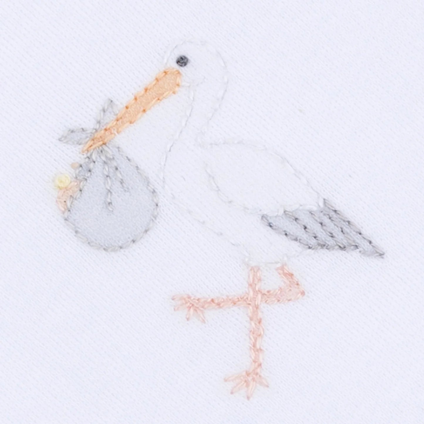 White Vintage Stork Footie