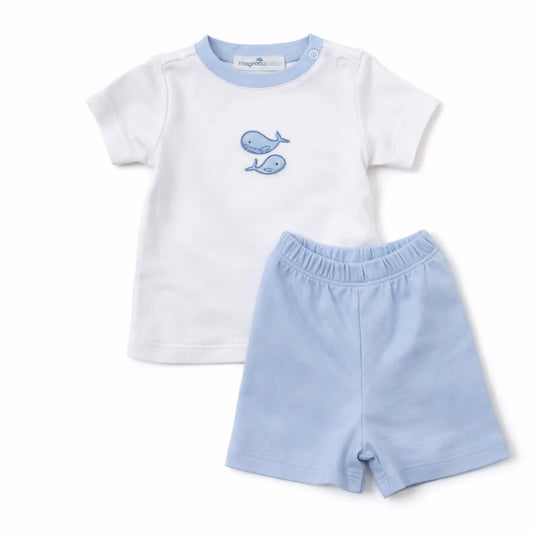 Azure Whales Short Set Light Blue