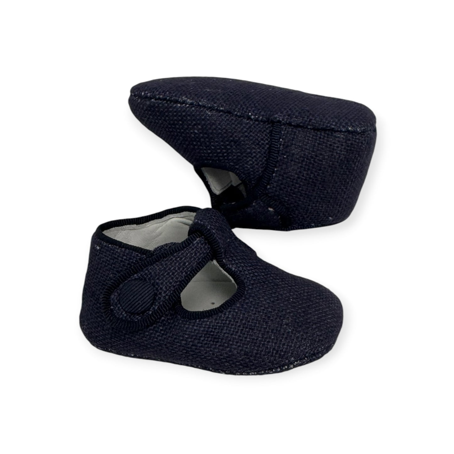 Navy Linen T-Strap SB520