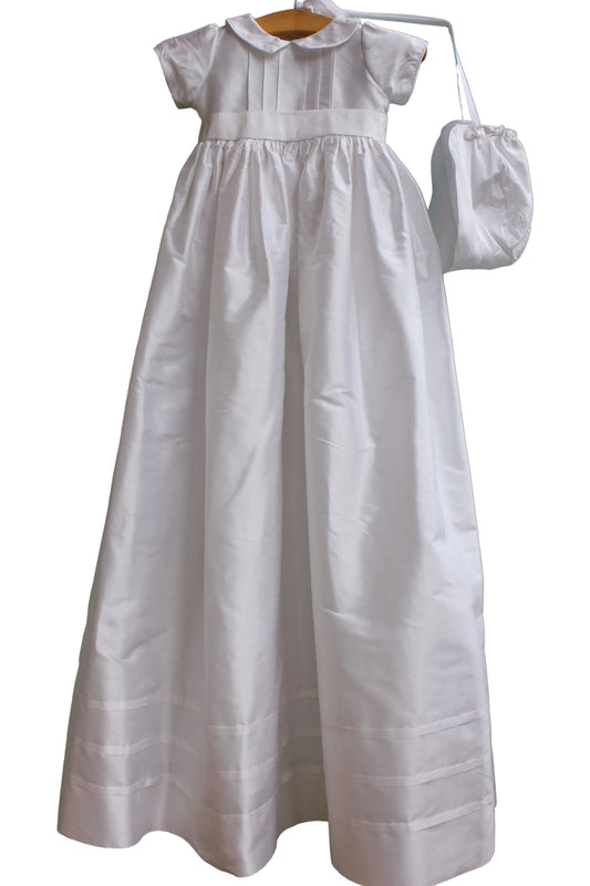 Bone Silk Christening Gown & Bonnet 5016