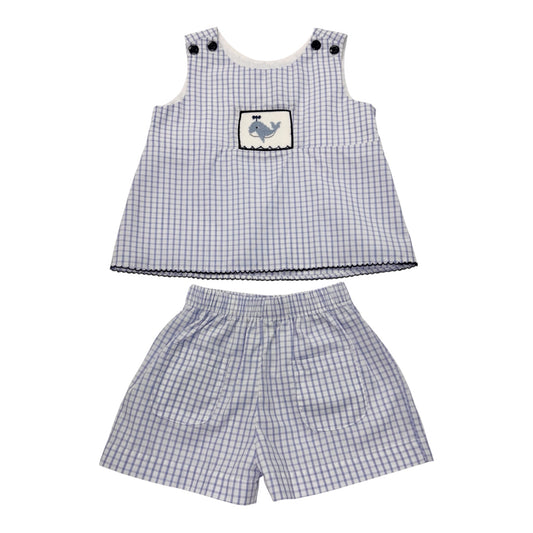 T001-4-24 Girls Whale Shorts Set *
