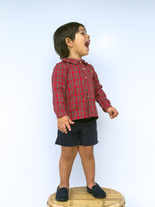 Muerdago Red Plaid Shorts Set 42659