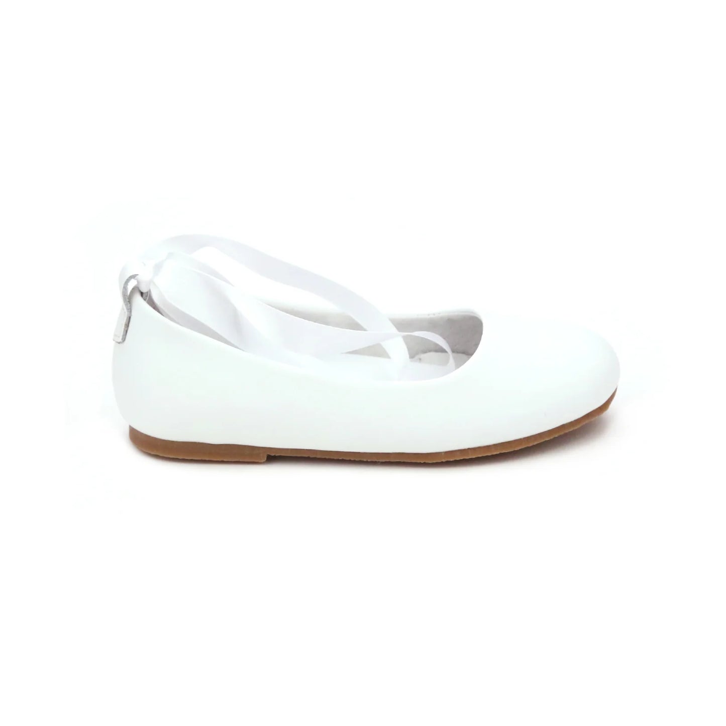 White Laced Leather Ballerina Flat