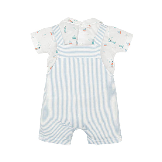 Mirada Blue Stripe Overall Romper 43221